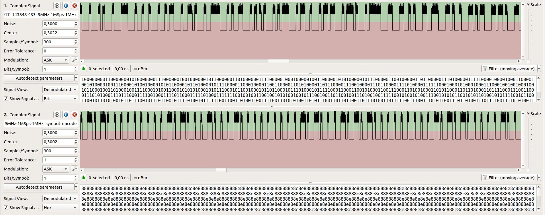 Inside a De Bruijn sequence. Bit encoding (top) vs symbol encoding (bottom)